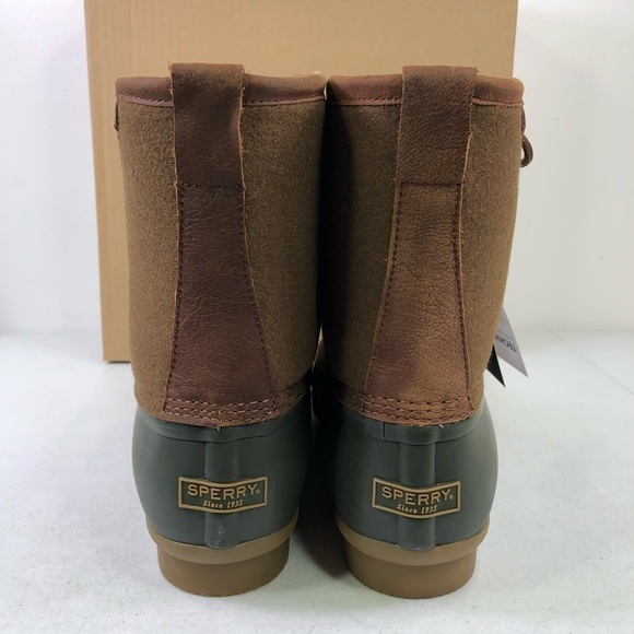 SPERRY Saltwater Wool Brown Olive Duck Boots - Picture 9 of 12
